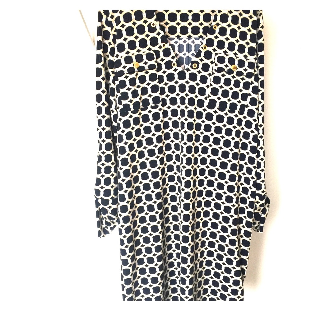 Navy Blue/Tan Looped Dress